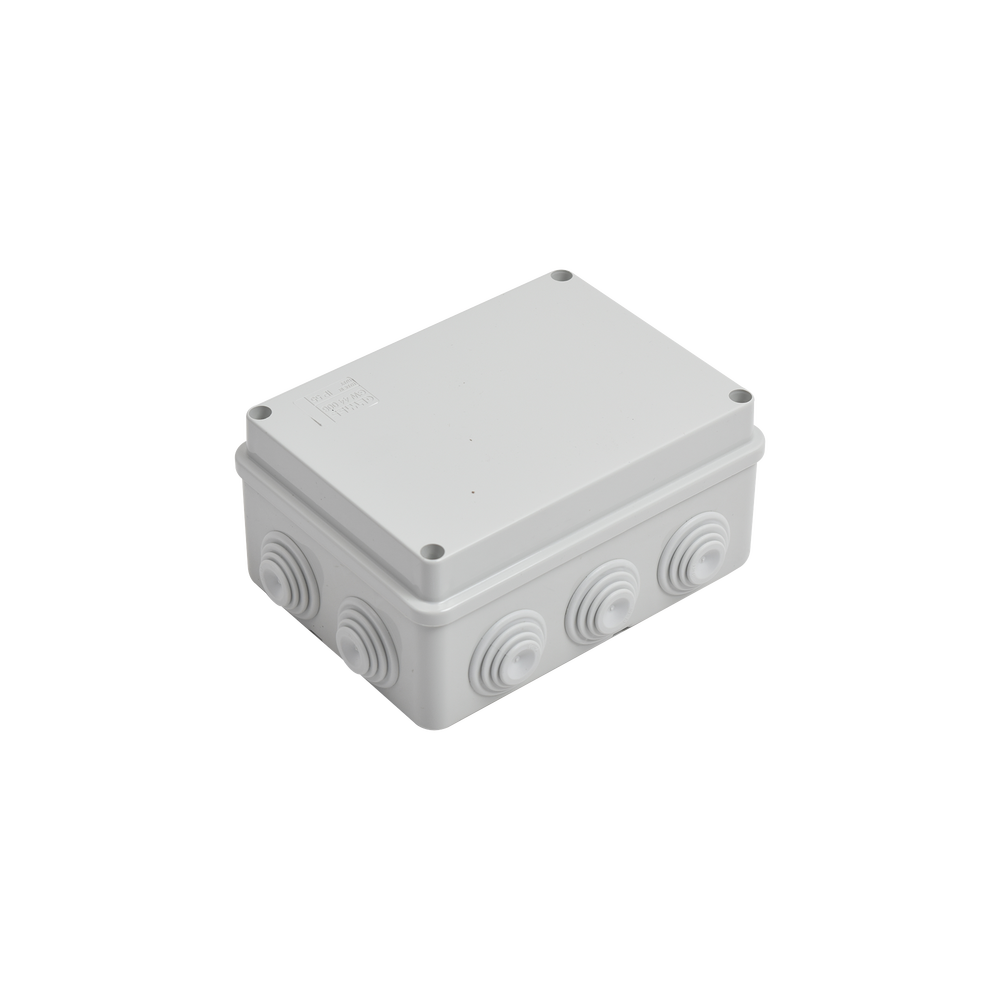 Caja de derivación de PVC Auto-Extinguible con 10 entradas, tapa y tornillo de media vuelta de 1/4", 150x110x70 mm (5.9 x 4.3 x 2.7 in), Para Exterior (IP55)