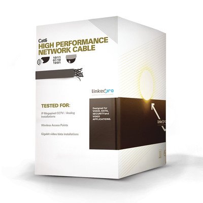 Bobina de Cable de 305 m (1000 ft) Cat6 aleacción de Cobre y Aluminio (CCA), color Negro Versión Económica. Uso en interior.